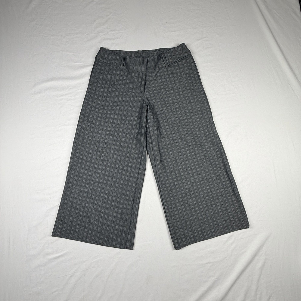 Y2K New York & Co. Pinstripe Trouser Cropped Dress Pants Size S Gray Stretch